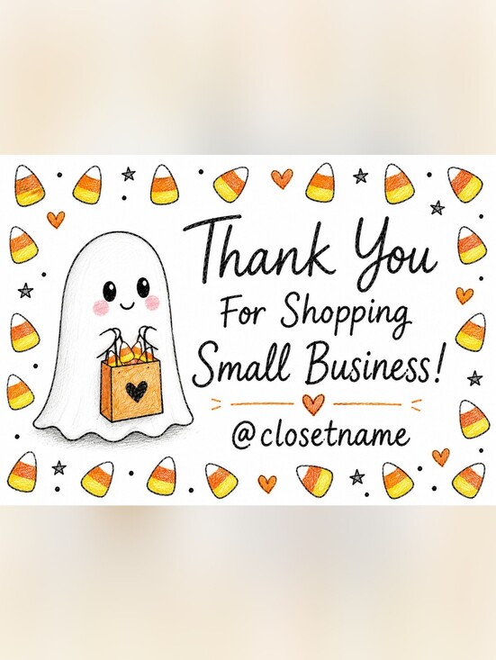 Hand Crafted Other - Hand Crafted Business Thank You Card 50 Count Ghost & Candy Corn